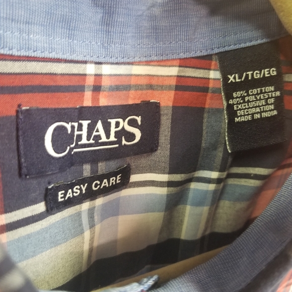 XL Mens Chaps plaid button long sleeve - Picture 2 of 4